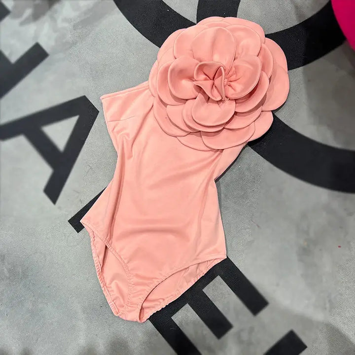 Three-Dimensional Large Flower Single Shoulder Jumpsuit Bodysuits