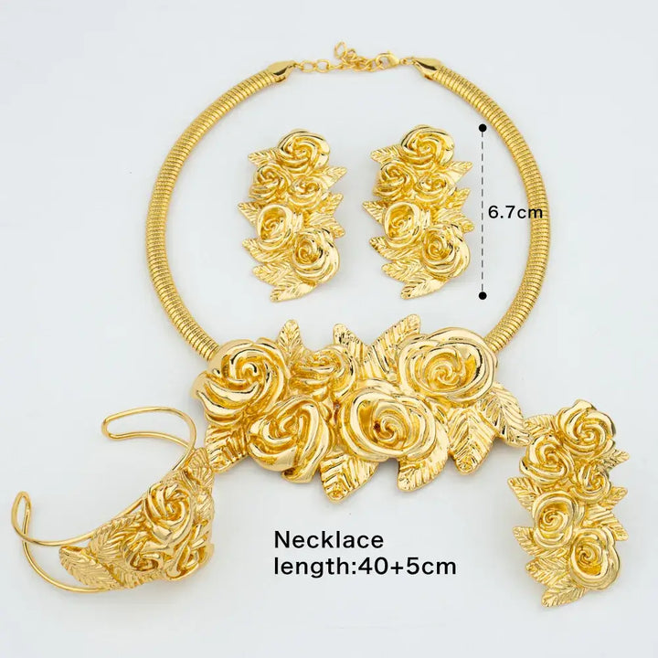 Dubai Big Flower Jewelry Set Fashionable African Necklace