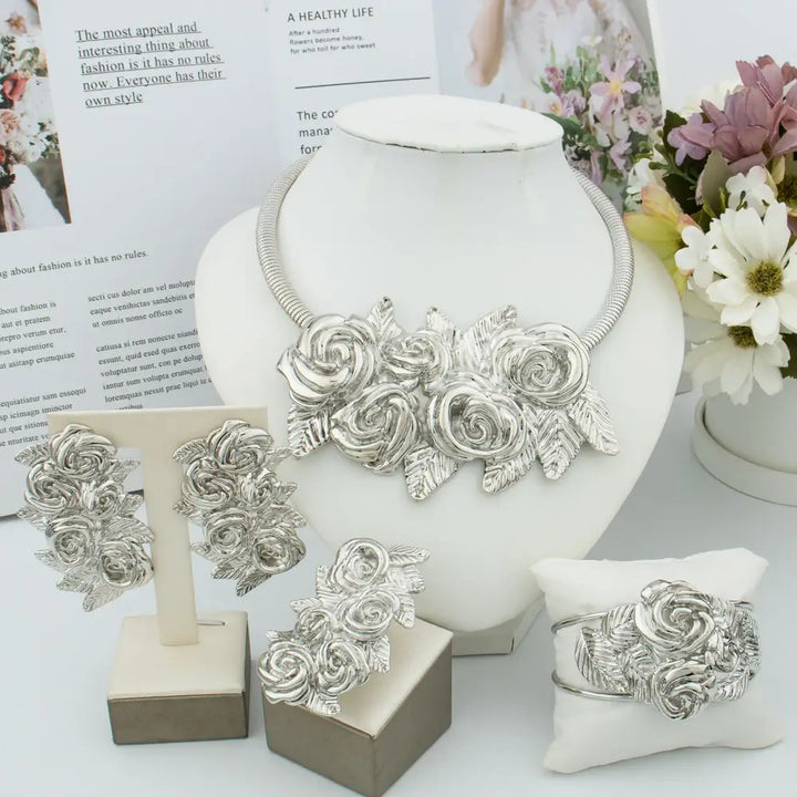 Dubai Big Flower Jewelry Set Fashionable African Necklace