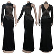 Rhinestone Sheer Luxury Patchwork Long  Dress