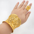 Dubai Cuff Bangle with Ring For Women 18k Gold