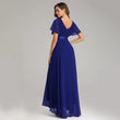 Evening Dresses  Elegant V-Neck Ruffles Chiffon