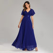 Evening Dresses  Elegant V-Neck Ruffles Chiffon