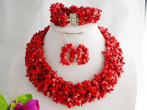 elegant coral jewelry set