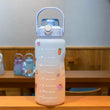 1500ml Gradient Color Sports Water Bottle, Frosted PET Material with Pop Cap and Straw, Large Capacity, Ideal for Gym, Sports, and Daily Hydration - Includes Random Stickers