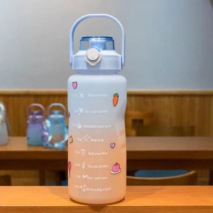 1500ml Gradient Color Sports Water Bottle, Frosted PET Material with Pop Cap and Straw, Large Capacity, Ideal for Gym, Sports, and Daily Hydration - Includes Random Stickers