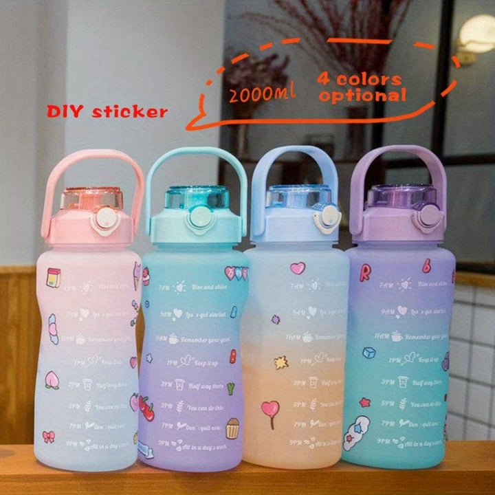 1500ml Gradient Color Sports Water Bottle, Frosted PET Material with Pop Cap and Straw, Large Capacity, Ideal for Gym, Sports, and Daily Hydration - Includes Random Stickers