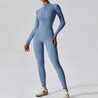 Zipper Long Sleeve Jumpsuit Yoga Fitness Training Pants Tight Hip Seamless Sports Jumpsuit For Women Clothing