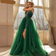 Luxury Cocktail Ball Gown sweep train Green  Prom Dress