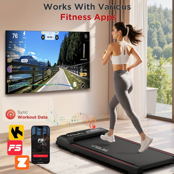 Upgraded Large-Size Home Walking Treadmill with Built-in Music & Multi-Function LED