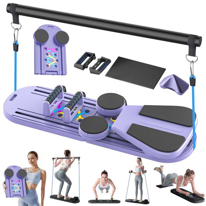 6-in-1 Pilates Board Set with Counter, Multifunctional Home Workout Kit with Accurate Rep Tracking, Portable & Foldable Body Toning Equipment