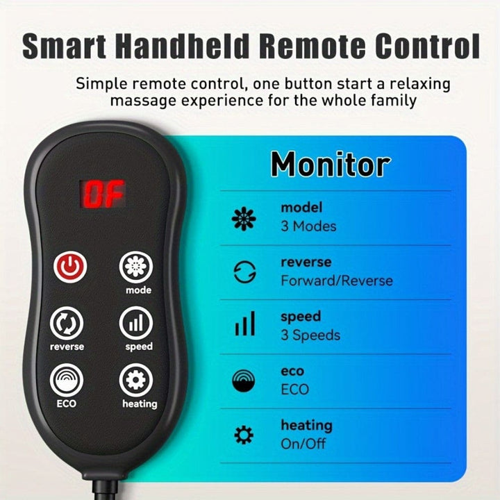 Hands-Free Cordless 3D Kneading Pillow with Heat -Portable Neck & Shoulder Massager for Back, Leg Pain Relief - Ideal Gift for Men & Women, Father's Day/Mother's Day Gifts, USB Powered, Speed Control