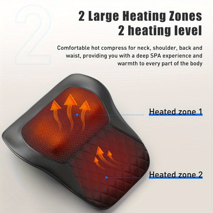 Hands-Free Cordless 3D Kneading Pillow with Heat -Portable Neck & Shoulder Massager for Back, Leg Pain Relief - Ideal Gift for Men & Women, Father's Day/Mother's Day Gifts, USB Powered, Speed Control