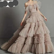 Champagne Evening Dress Multilayer Prom Dress