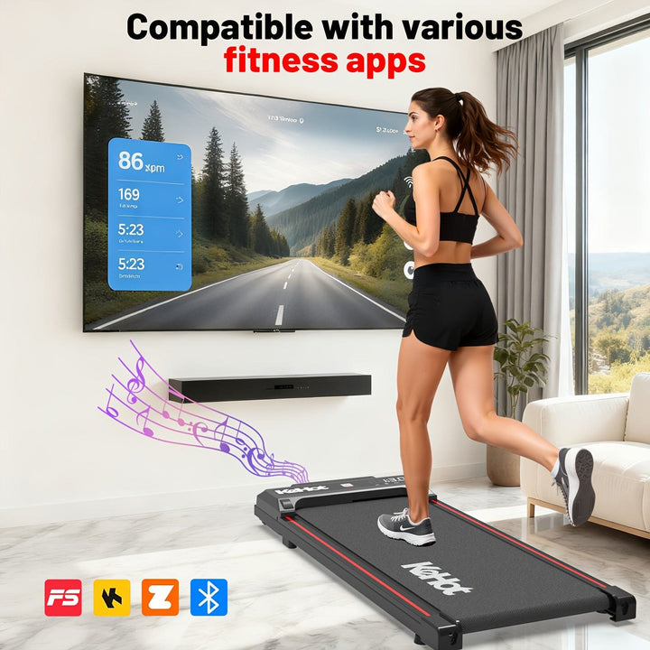 Upgraded Large-Size Home Walking Treadmill with Built-in Music & Multi-Function LED