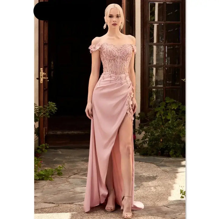 Off The Shoulder mermaid  Prom Silk Satin Dress