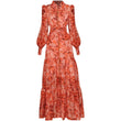 Vintage Elegant Lapel Long Sleeve Button Printing Party Dress