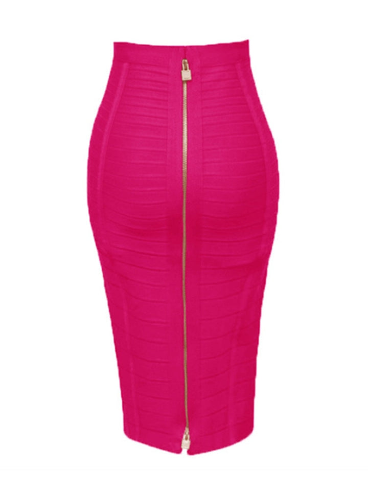 Solid zipper sexy bandage skirt, Elastic bodycon, ladies pencil skirt