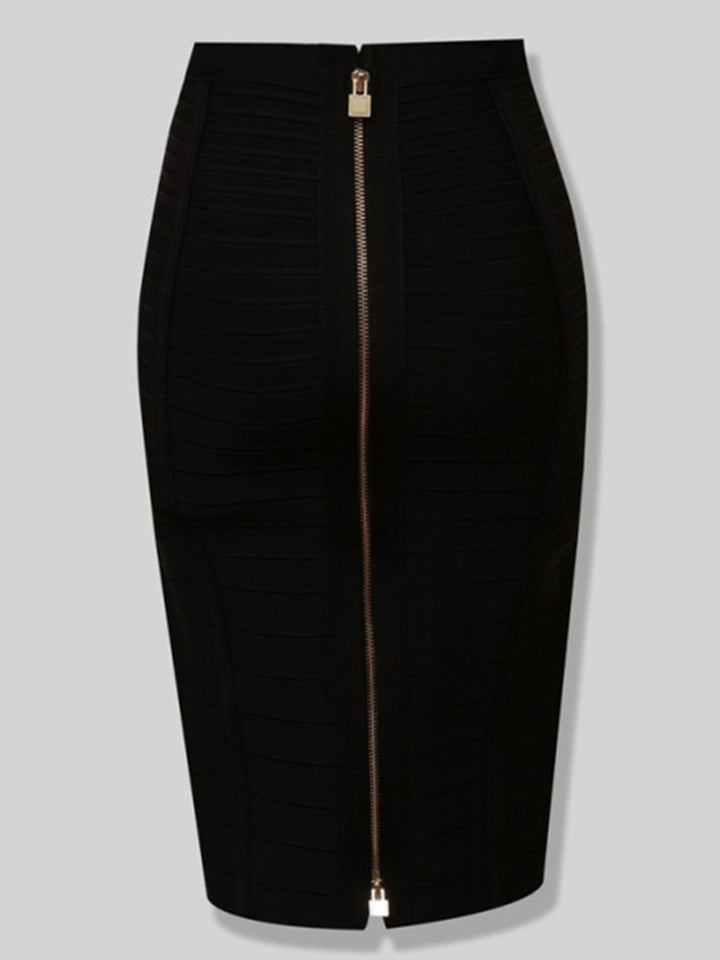 Solid zipper sexy bandage skirt, Elastic bodycon, ladies pencil skirt