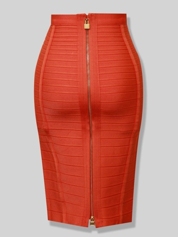 Solid zipper sexy bandage skirt, Elastic bodycon, ladies pencil skirt