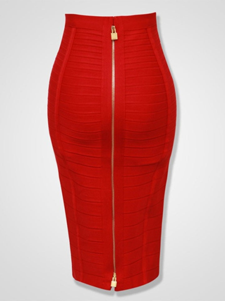 Solid zipper sexy bandage skirt, Elastic bodycon, ladies pencil skirt